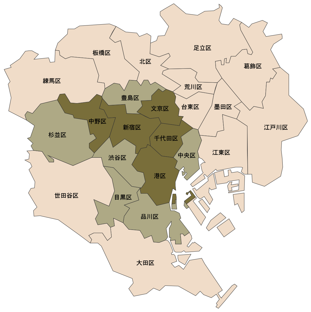東京23区出張エリア地図